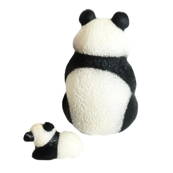 Harvey Knox Kingdom Set 2 PANDA BEAR Ceramic Mama and Baby Cub Family Figurines - Picture 2 of 9